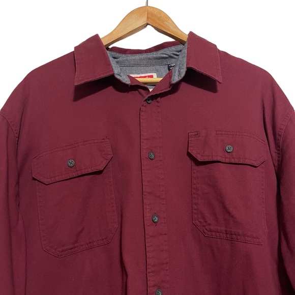Wrangler Men’s Burgundy Button up Cotton Stretch Size XL - Picture 2 of 11